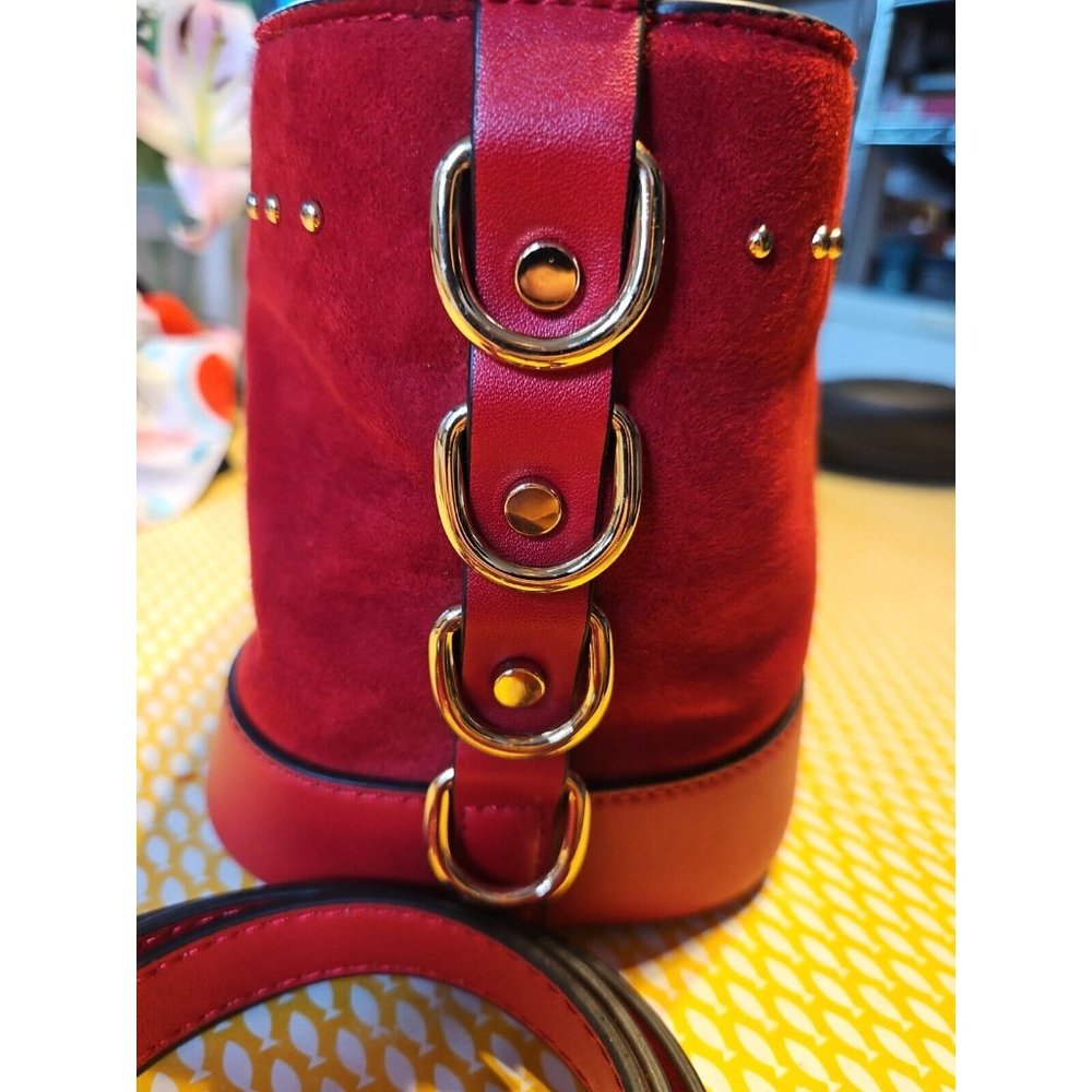 BNWOT Topshop Red Drawstring Bucket Bag, w.Handle + Strap, Immaculate Condition - Picture 5 of 16
